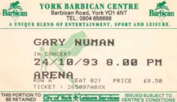 Gary Numan York Ticket 1993